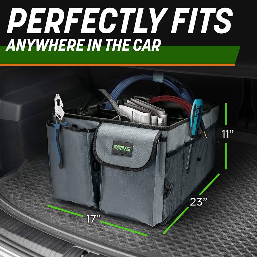 Drive Auto Products Car Trunk Organizer with Straps